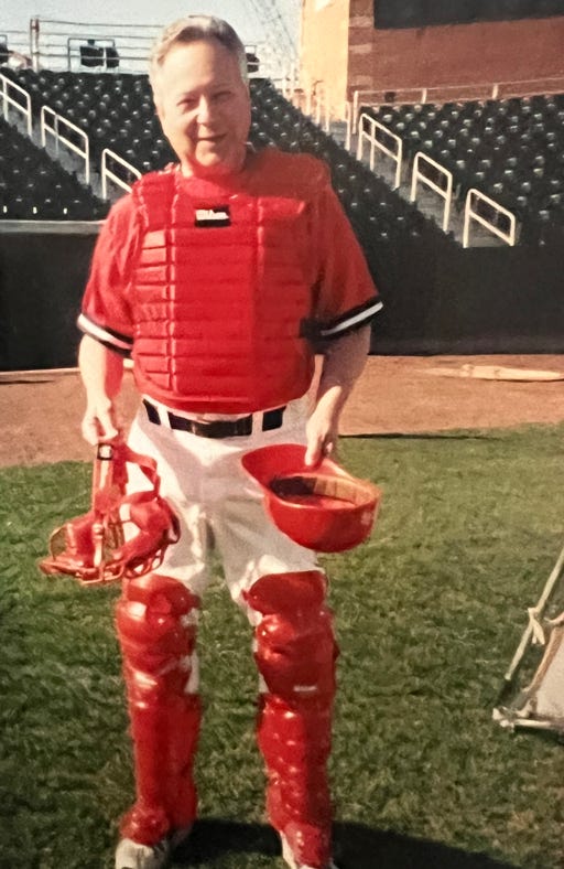 Bernie Rotman as the Red Sox catcher for a TV Commercial. 