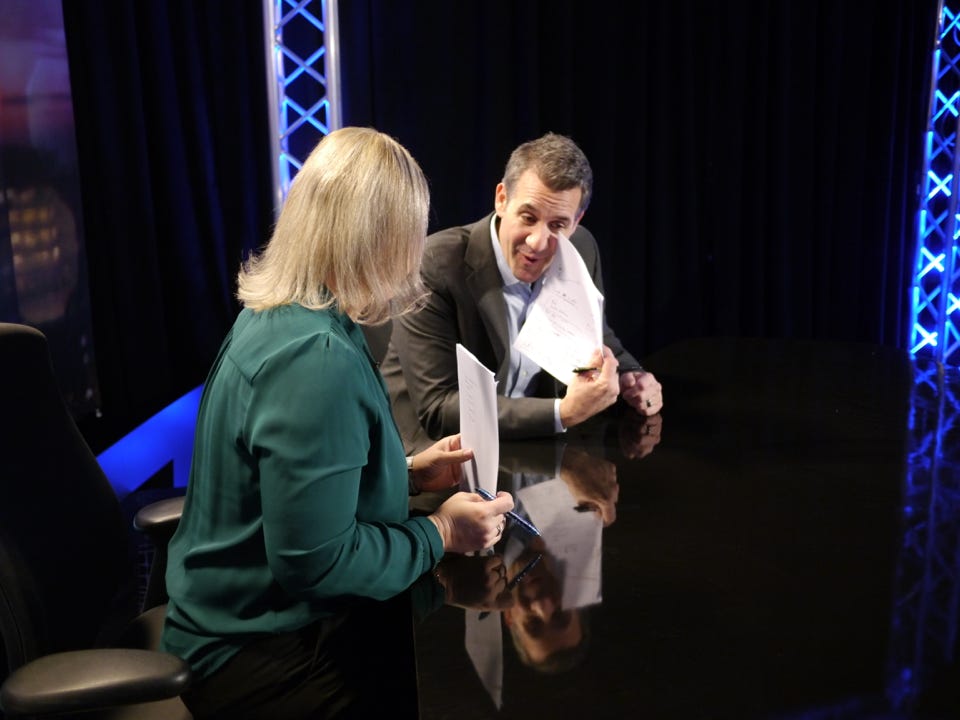 Running the script and having some fun between takes.